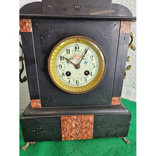 579 - Ornate French Marble Mantle Clock