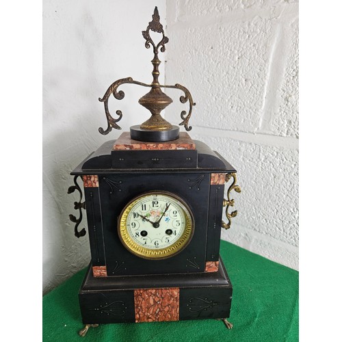 579 - Ornate French Marble Mantle Clock