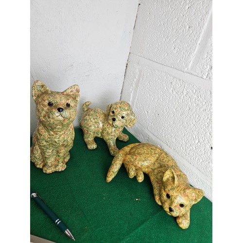 584 - 2 Vintage Porcelain Patchwork Cats and a Dog