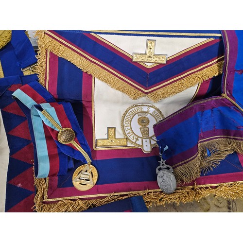 594 - Selection of Masonic Items inc Aprons and Jewels