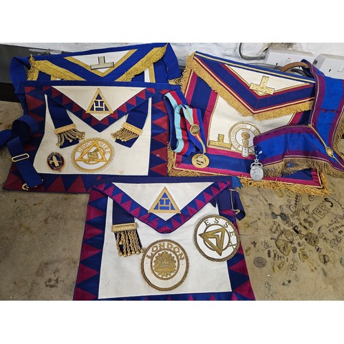 594 - Selection of Masonic Items inc Aprons and Jewels