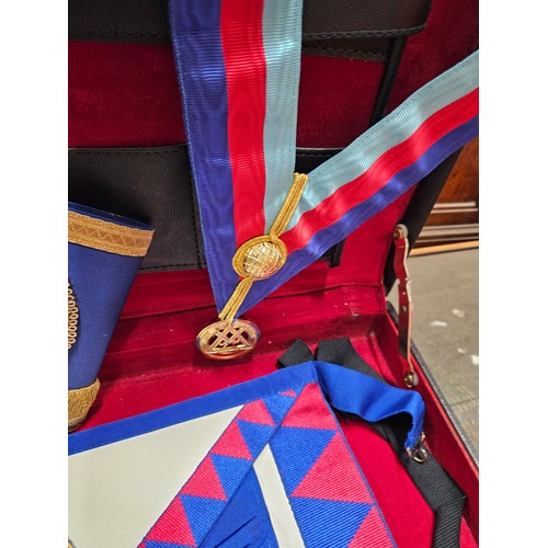 605 - Masonic West Lancashire Apron and Jewel etc in case