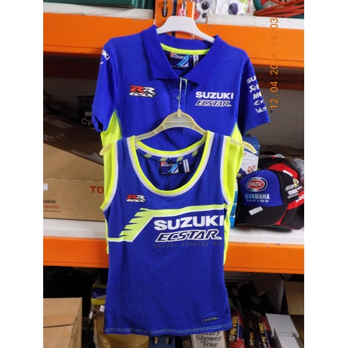 405 - 2 New Suzuki Tops. 1 Racing Tank Top Size XS and 1 T-Shirt Size S