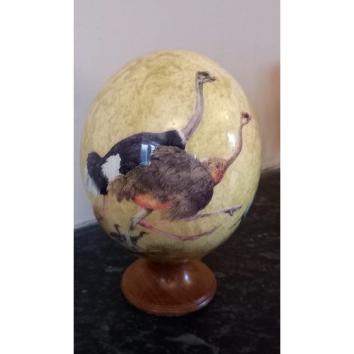 569 - Painted Ostrich Egg on Stand