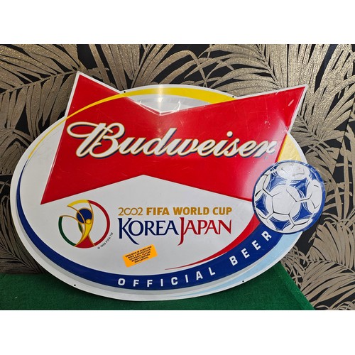 Budweiser 2002 Fifa World Cup Metal Advertising Sign 24 x 16 inches