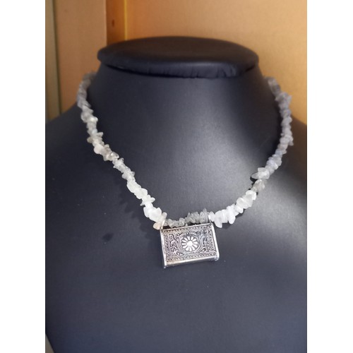 584 - Crystal Chip Necklace with Silver 925 Envelope Pendant