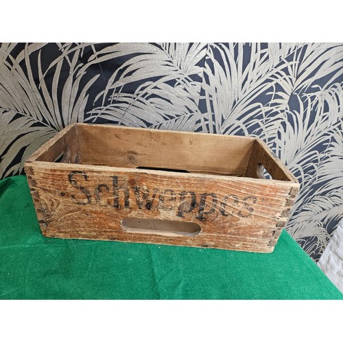 26 - Vintage Schweppes Wooden Crate 18.5 x 9 inches