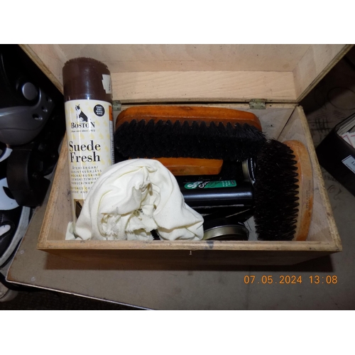 52 - Shoe Shine Box and Contents