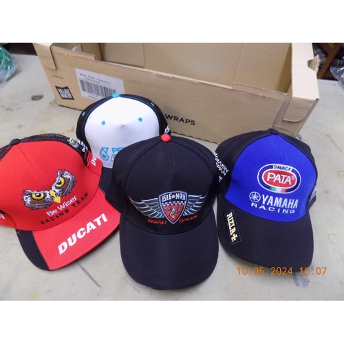 355 - 5 Assorted Adult Motorbike Official Products Peaked Hats