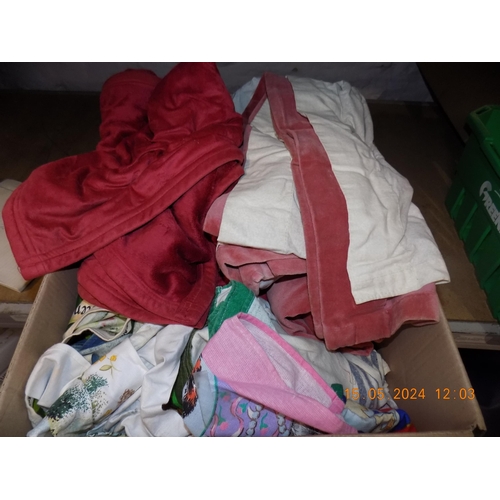 123 - 2 Boxes of Throws, Curtains and Tea Towels