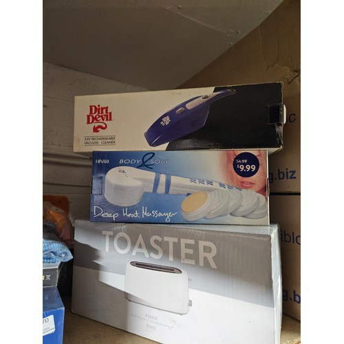 376 - Selection of Boxed Electricals. Inc Dirt Devil, Toaster and Deep Heat Massager