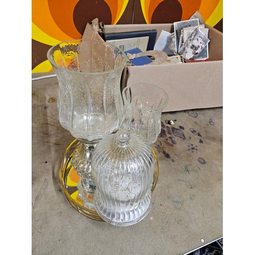 641 - Decorative Glass Candle Holders and Tray