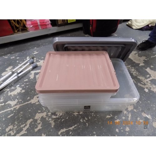 410 - 4 Plastic Lidded Storage Tubs