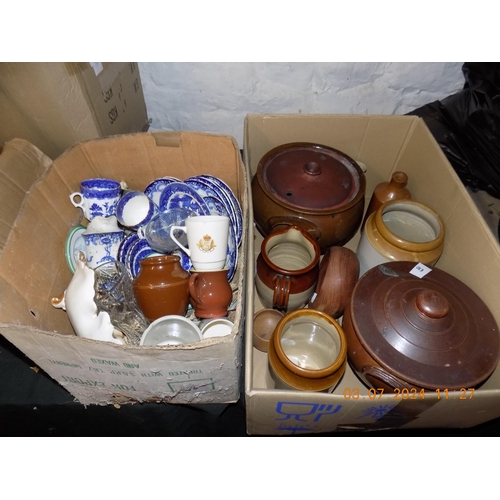 329 - 2 Boxes of Mixed Pottery. Inc Stoneware