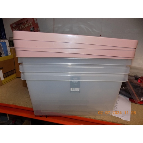 76 - 4 Lidded Storage Tubs