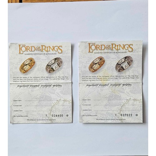 617 - 2002 9ct Lord of the Rings The One Ring with original Certificates, Box and Pouch - First Release fr... 