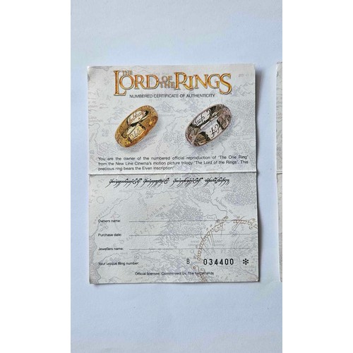 617 - 2002 9ct Lord of the Rings The One Ring with original Certificates, Box and Pouch - First Release fr... 