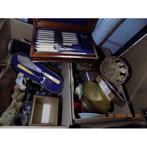 64 - 2 Boxes of Household Misc. Inc Flatware and Collectables