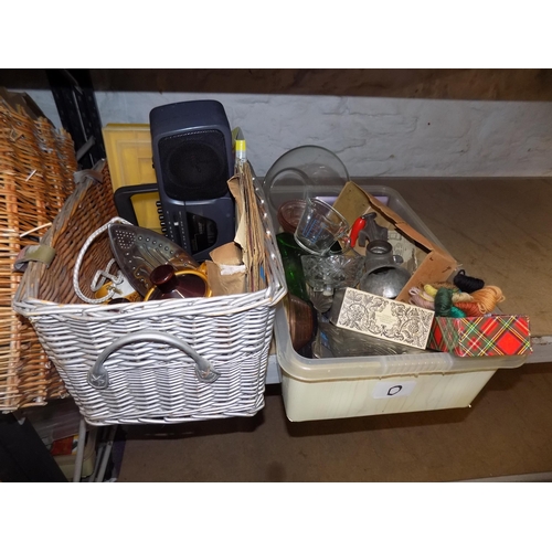 127 - Basket and Box of Household Misc