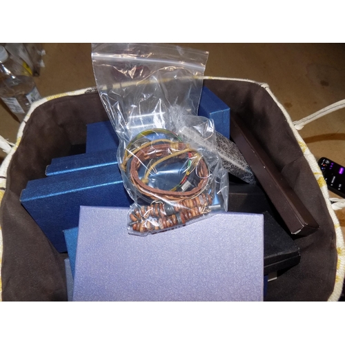 204 - Storage Basket of Jewellery Boxes and Costume Jewellery