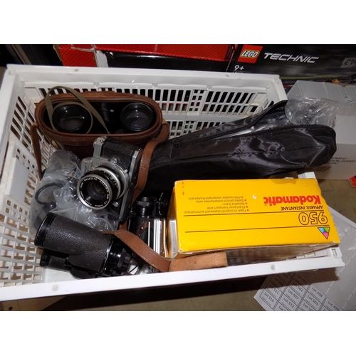 496 - Box of Cameras and Binoculars