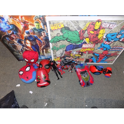 176 - 2 Marvel Pictures and Selection of Spiderman Toys