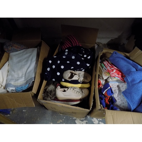 404 - 3 Boxes of Clothing, Towels etc