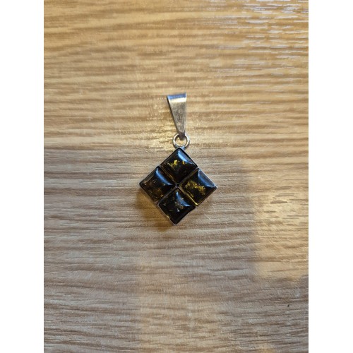 614 - Silver Backed Amber Charm 1.95g