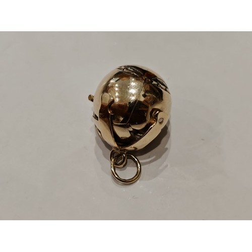 618 - Vintage Masonic 9ct Gold and Silver Orb Puzzle Ball Pendant