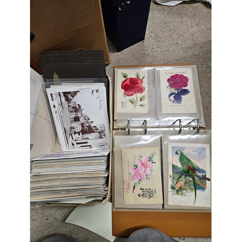 623 - Box and Album of Postcards etc, Some Football