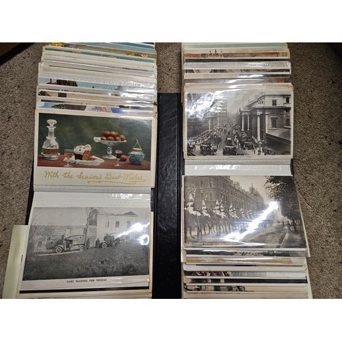 627 - Modern Flip Album with 100 Vintage Postcards mostly UK and Worldwide Topographical, a few Military. ... 