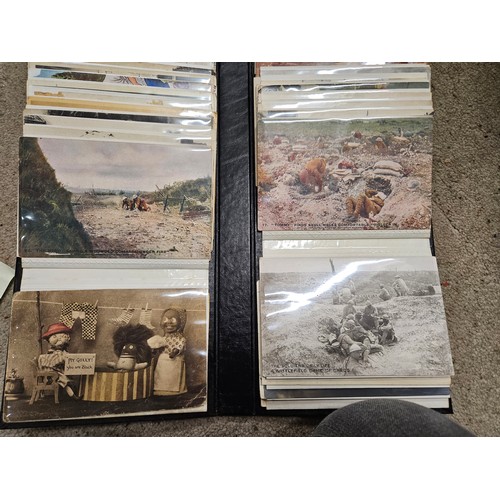 627 - Modern Flip Album with 100 Vintage Postcards mostly UK and Worldwide Topographical, a few Military. ... 