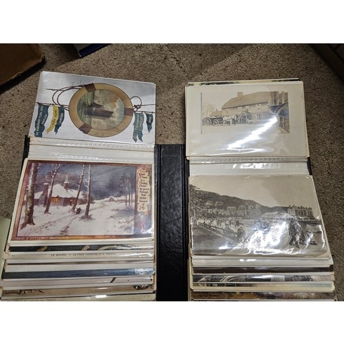 627 - Modern Flip Album with 100 Vintage Postcards mostly UK and Worldwide Topographical, a few Military. ... 