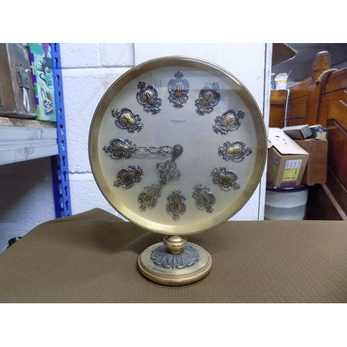 800 - Jaegar Lecoultre 8 Days Desk Clock with Coat of Arms Dial