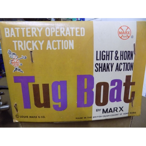 818 - Marx Battery Operated Tug Boat with Light and Horn