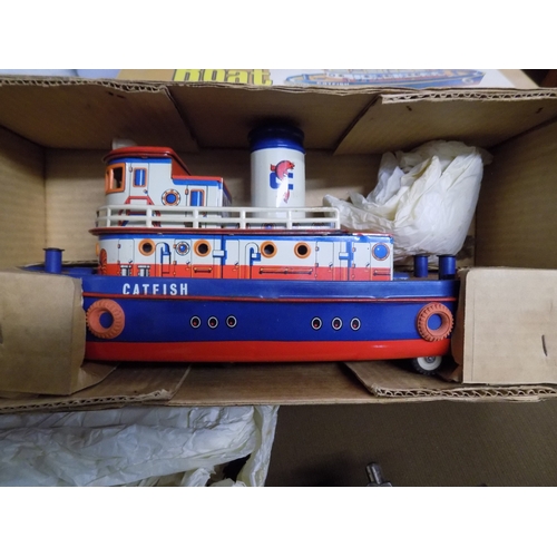 818 - Marx Battery Operated Tug Boat with Light and Horn