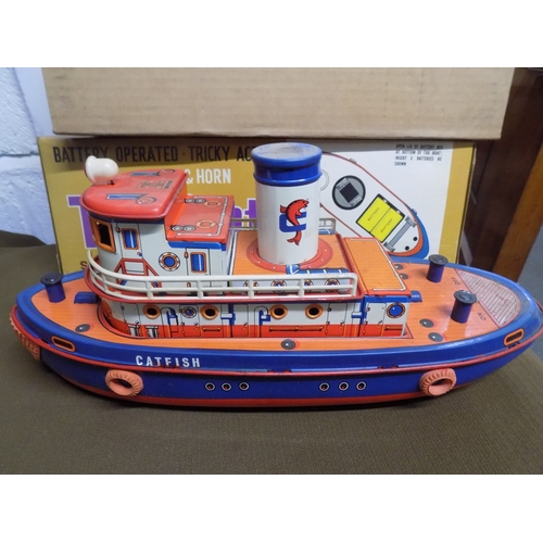 818 - Marx Battery Operated Tug Boat with Light and Horn