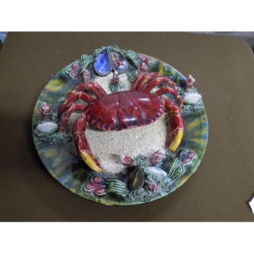 924 - Majolica Crab Wall Plate