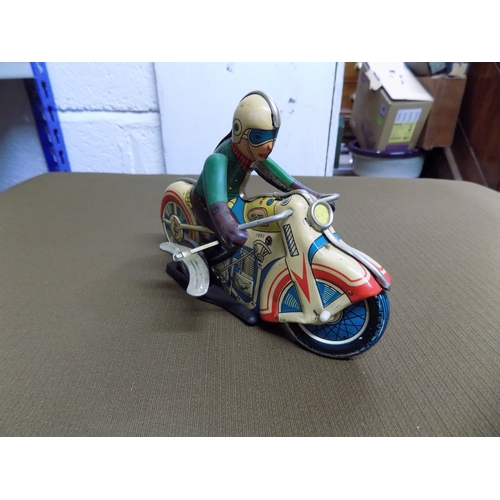 934 - Litho Tin Plate Toy Wind Up Motorcycle 1960's