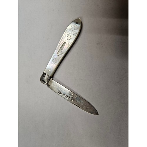 1206 - Silver 925 Fruit Knife 1861 Unknown Maker