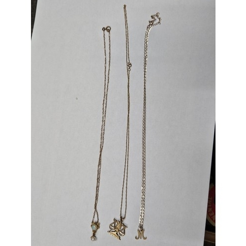 1168 - 3 9ct Gold Necklaces 6.2g