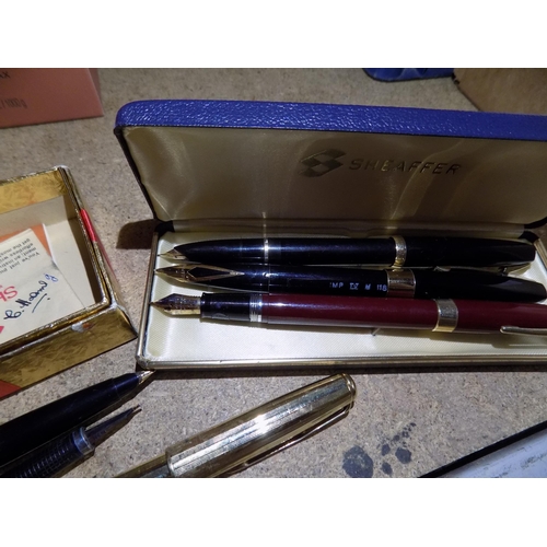 134 - Selection of Parker and Shiffer Pens. Inc Pot of Ink