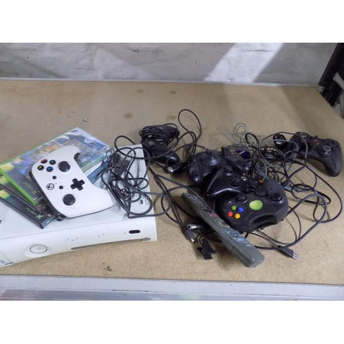 186 - Xbox 360 with Selection of Controllers and Games