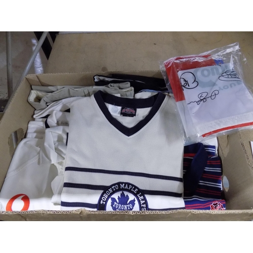 187 - Box of Men's Clothing and 2 England Flags