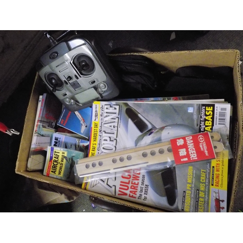 191 - Box & Bag of Plane Magazines and Controllers