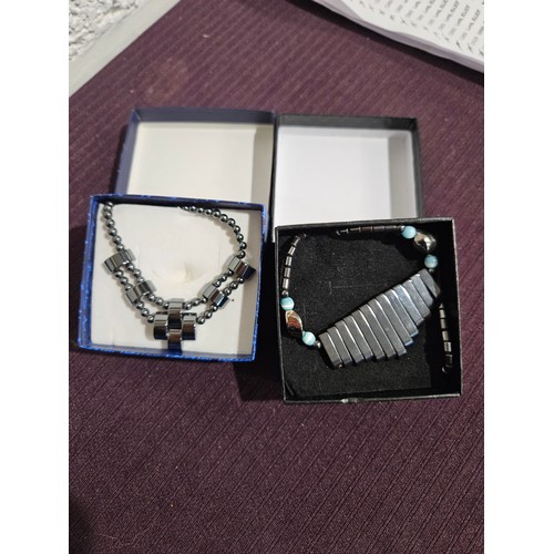 603 - 2 Boxed Hematite Necklaces