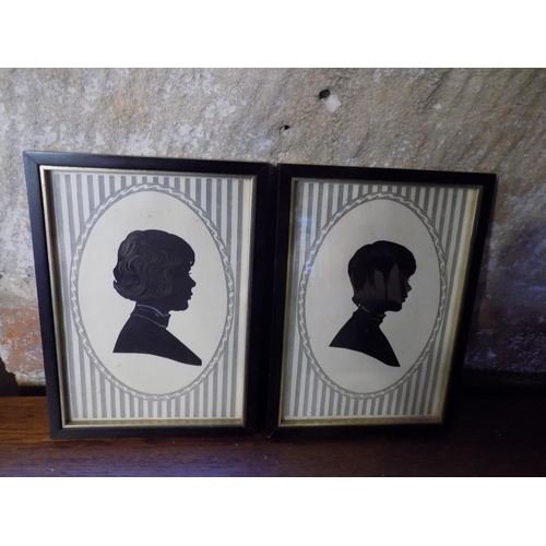 335 - 2 Silhouette Pictures. 14cm x 19cm