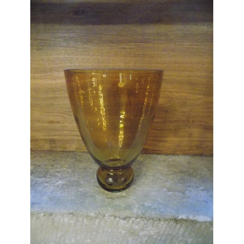 336 - Amber Glass Vase. Height 30cm, Diameter 22cm