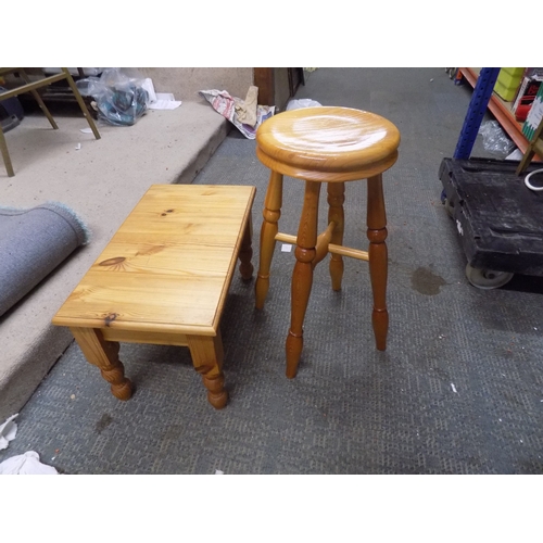 79 - Small Pine Table and Stool