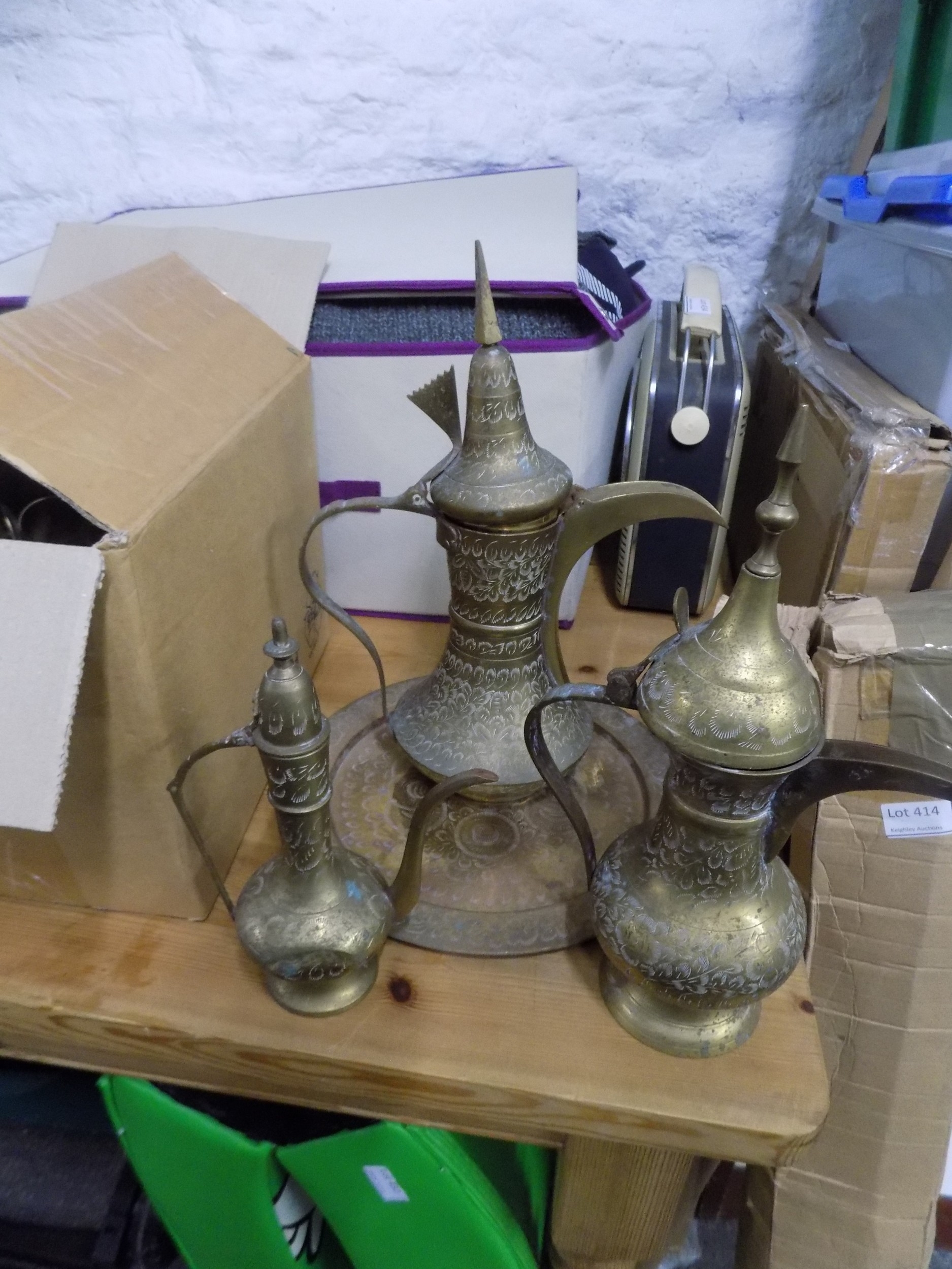 Indian Inspired Brass Coffee Pots and Tray